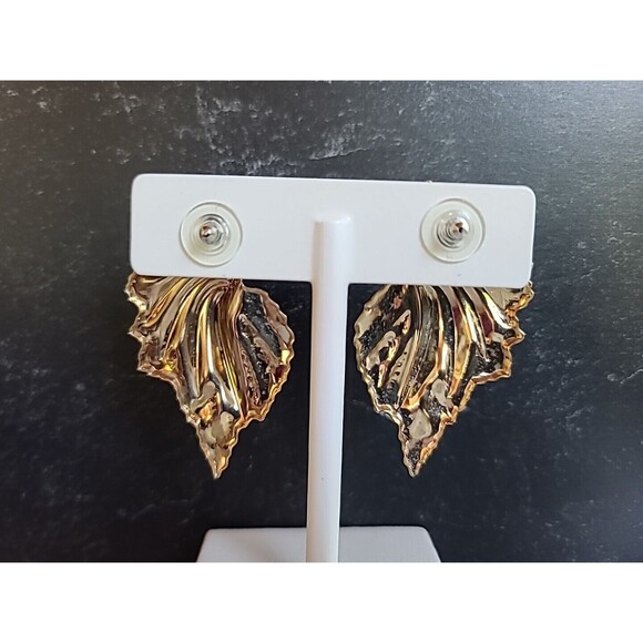 Enamel Statement Pierced Earrings Vintage - Picture 10 of 10